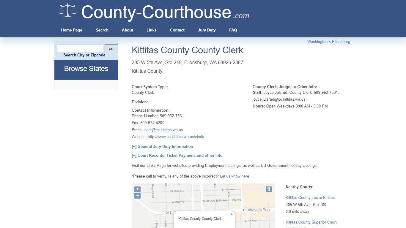 Kittitas County County Clerk in Ellensburg, WA - Court Information