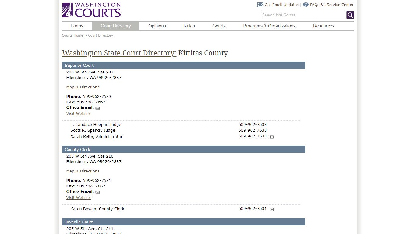 Washington State Courts - Court Directory