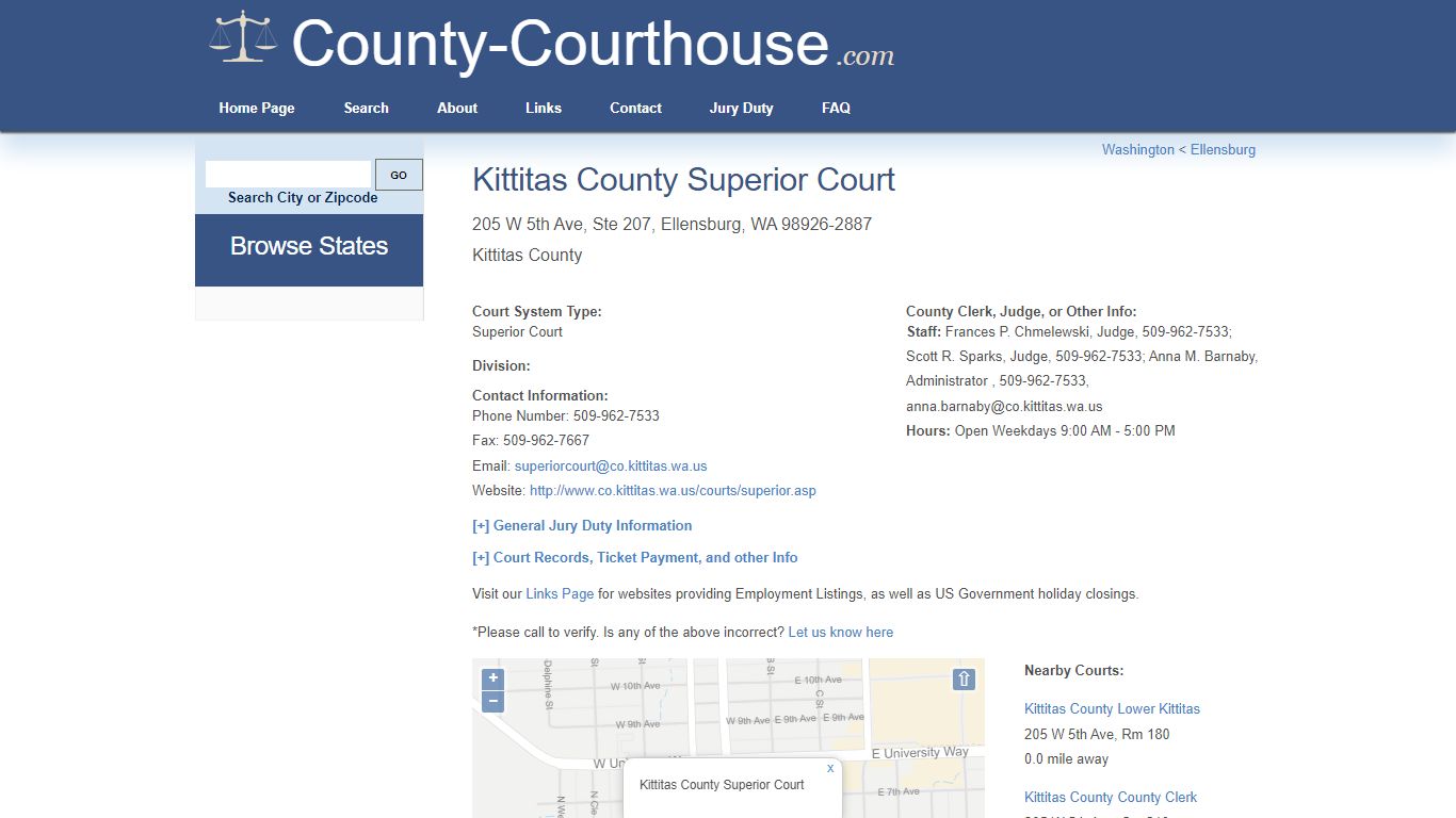 Kittitas County Superior Court in Ellensburg, WA - Court Information